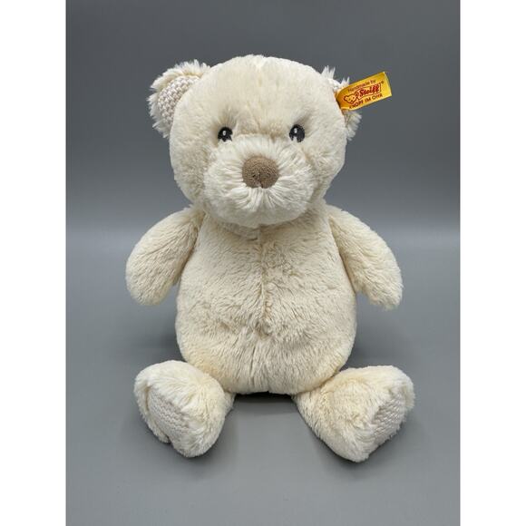 Steiff Teddy Bear Cream White Cuddly Plush 10 Inch Stuffed Animal - Picture 1 of 9
